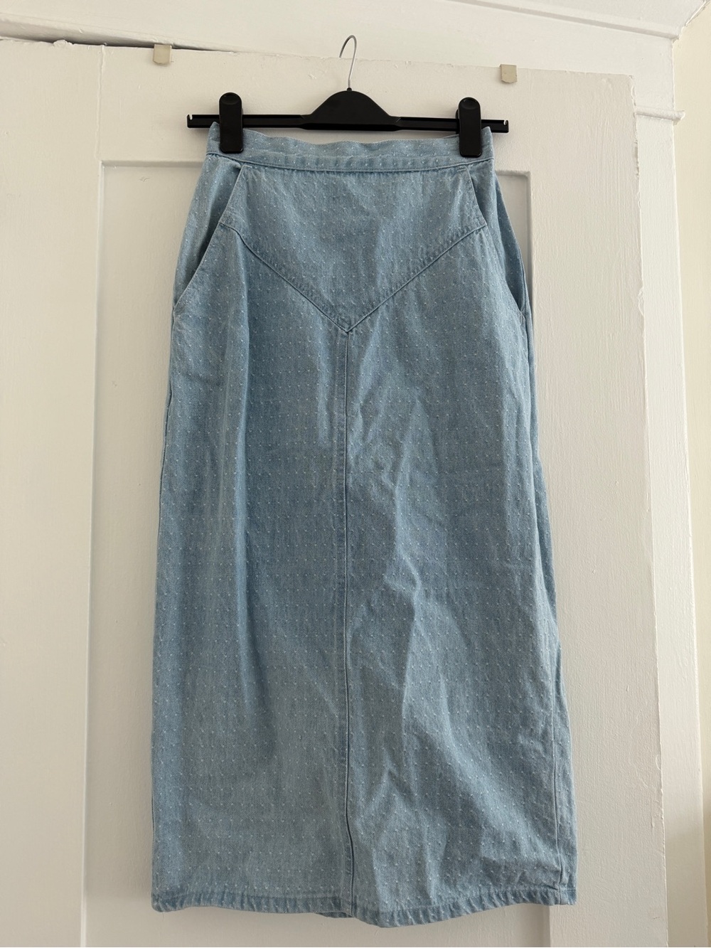 Vintage denim polka dot maxi
